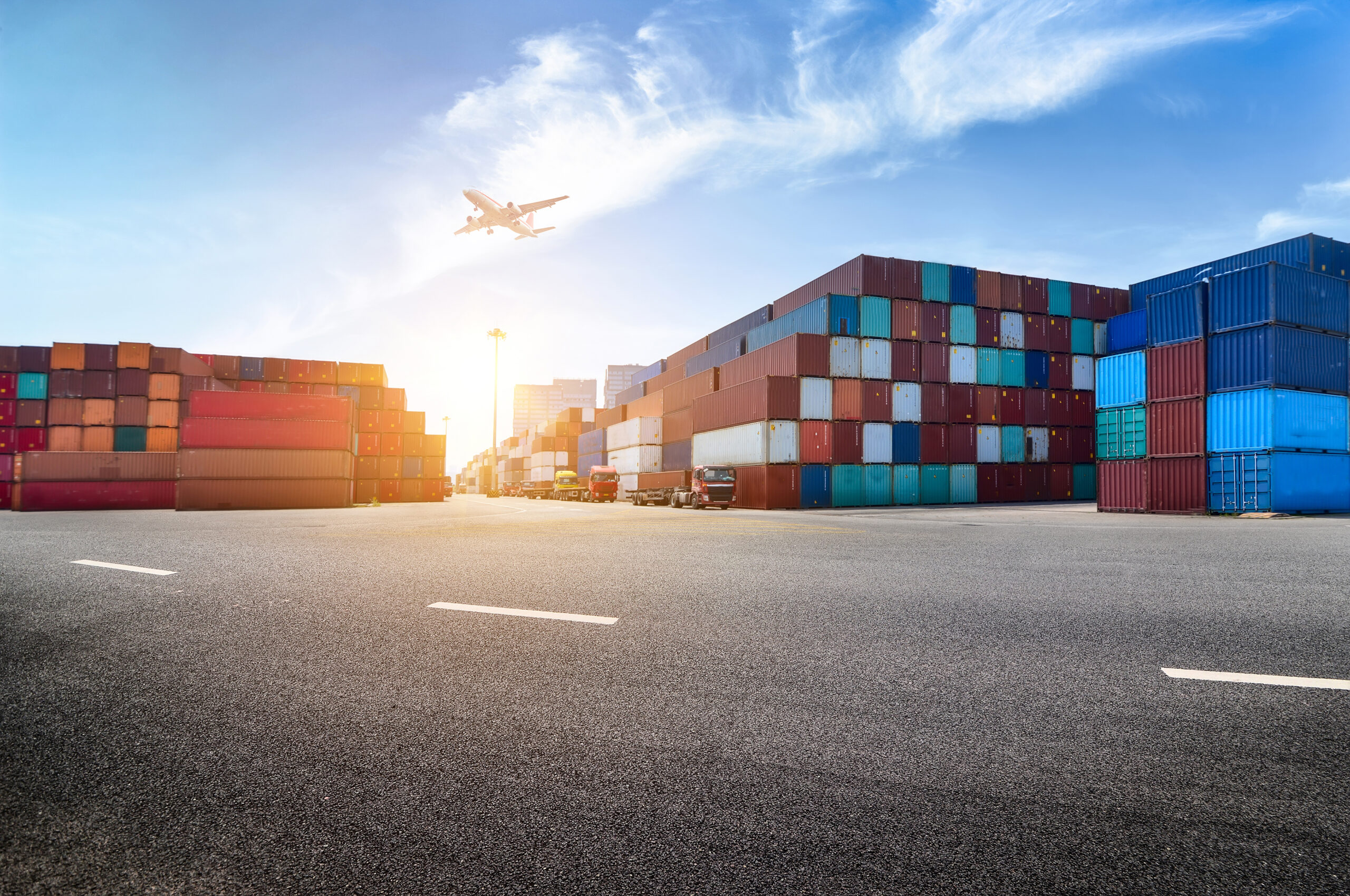 Container yard at an industrial port handling freight shipping to Puerto Rico